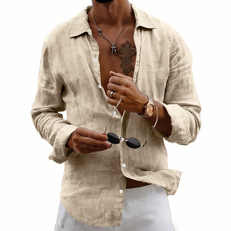Leichter Leinen-Cardigan mit Reverskragen – Bild 3 | LuxeStyle