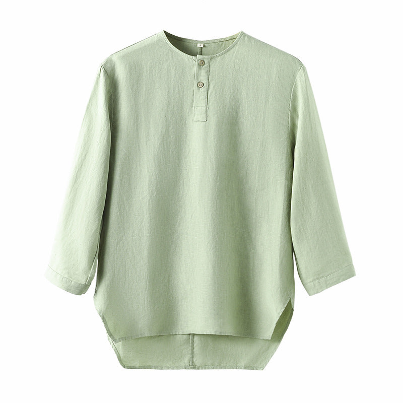 Leinen-T-Shirt mit Rundhals und 3/4-Ärmeln – Bild 2 | LuxeStyle