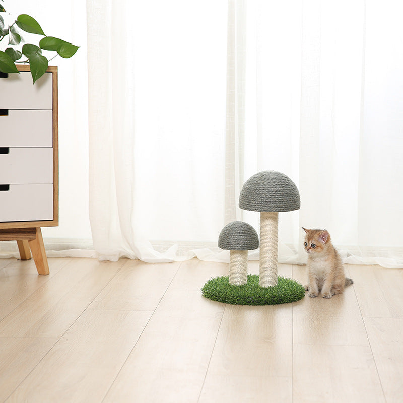 Pilz-Kratzbaum aus Naturleinen für Katzen