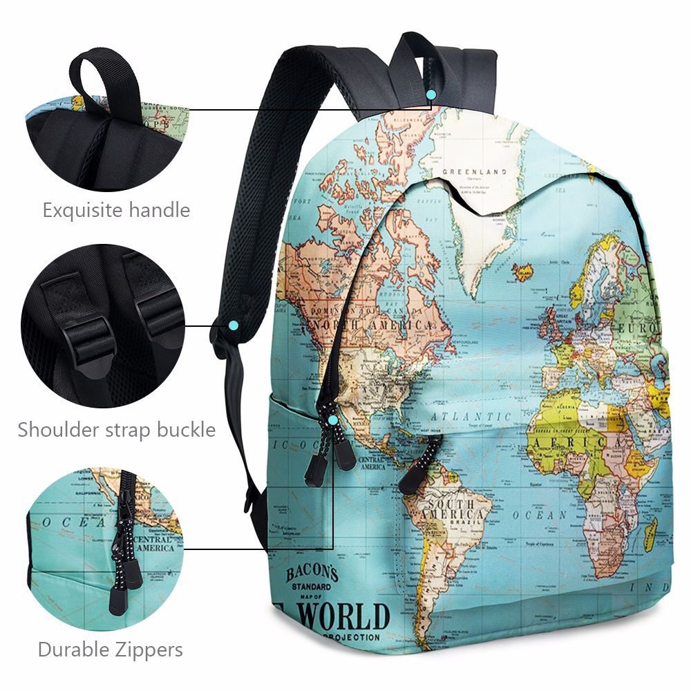 Rucksack mit Weltkarten-Muster – Bild 5 | LuxeStyle