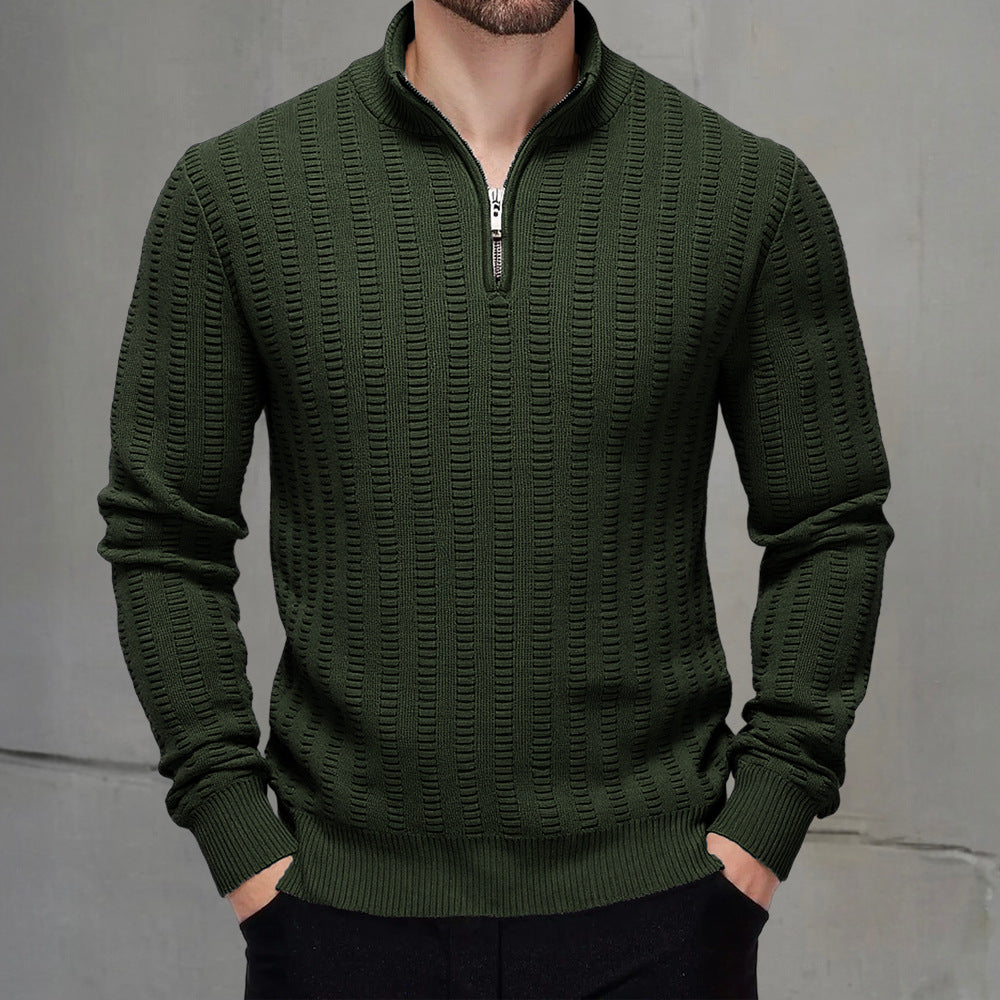 Herren Strickpullover mit Reissverschluss und Stehkragen