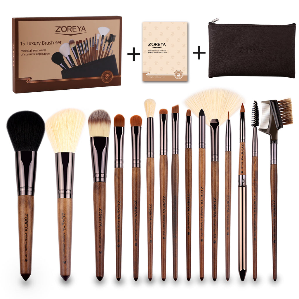 Make-up Pinselset mit Holzgriff