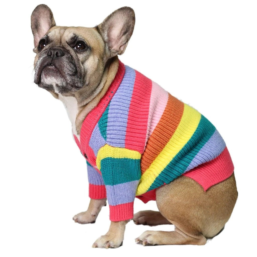 Hund Regenbogen Streifen Cardigan – Bild 6 | LuxeStyle