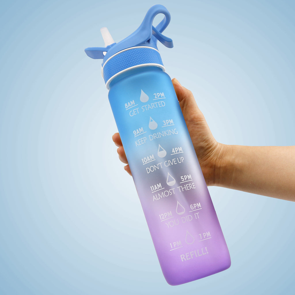 Sport-Trinkflasche mit Sprühfunktion & Zeitmarker