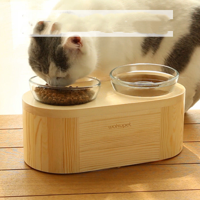 Doppelnapf aus Massivholz für Katzen | LuxeStyle