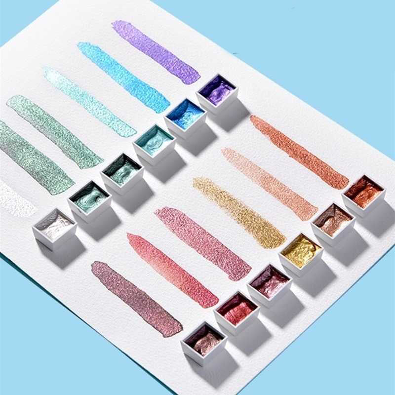 Aquarellfarben-Set mit 12 Glitzerfarben