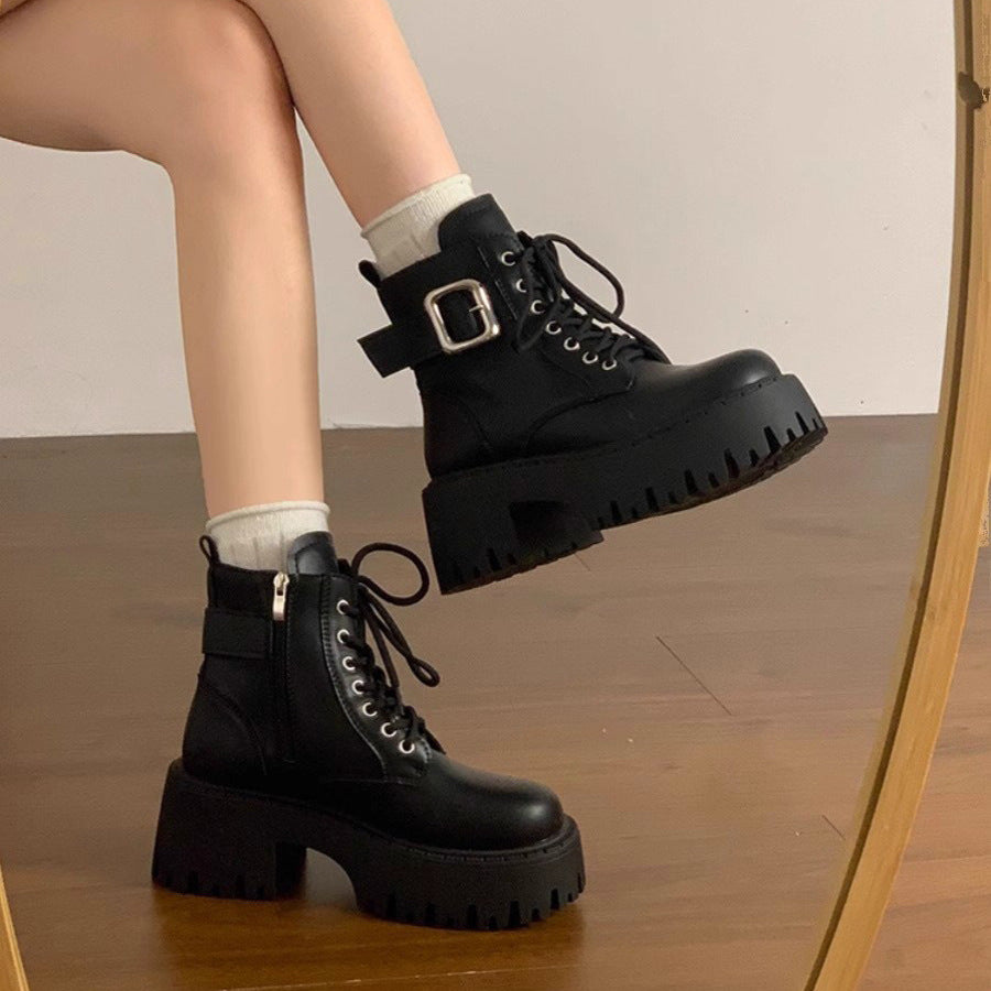 Damen Stiefel mit Schnürung und Plateau