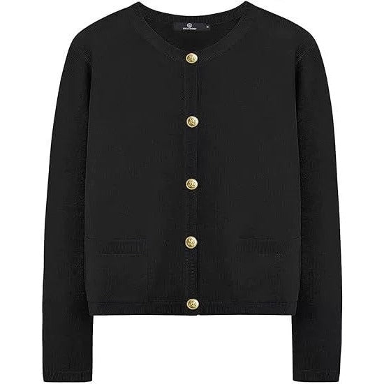 Rundhals-Cardigan mit Goldknöpfen – Bild 1 | LuxeStyle
