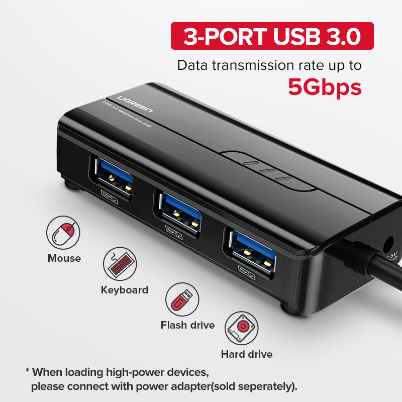 USB-Ethernet-Adapter mit 3-Port-USB-Hub – Bild 2 | LuxeStyle
