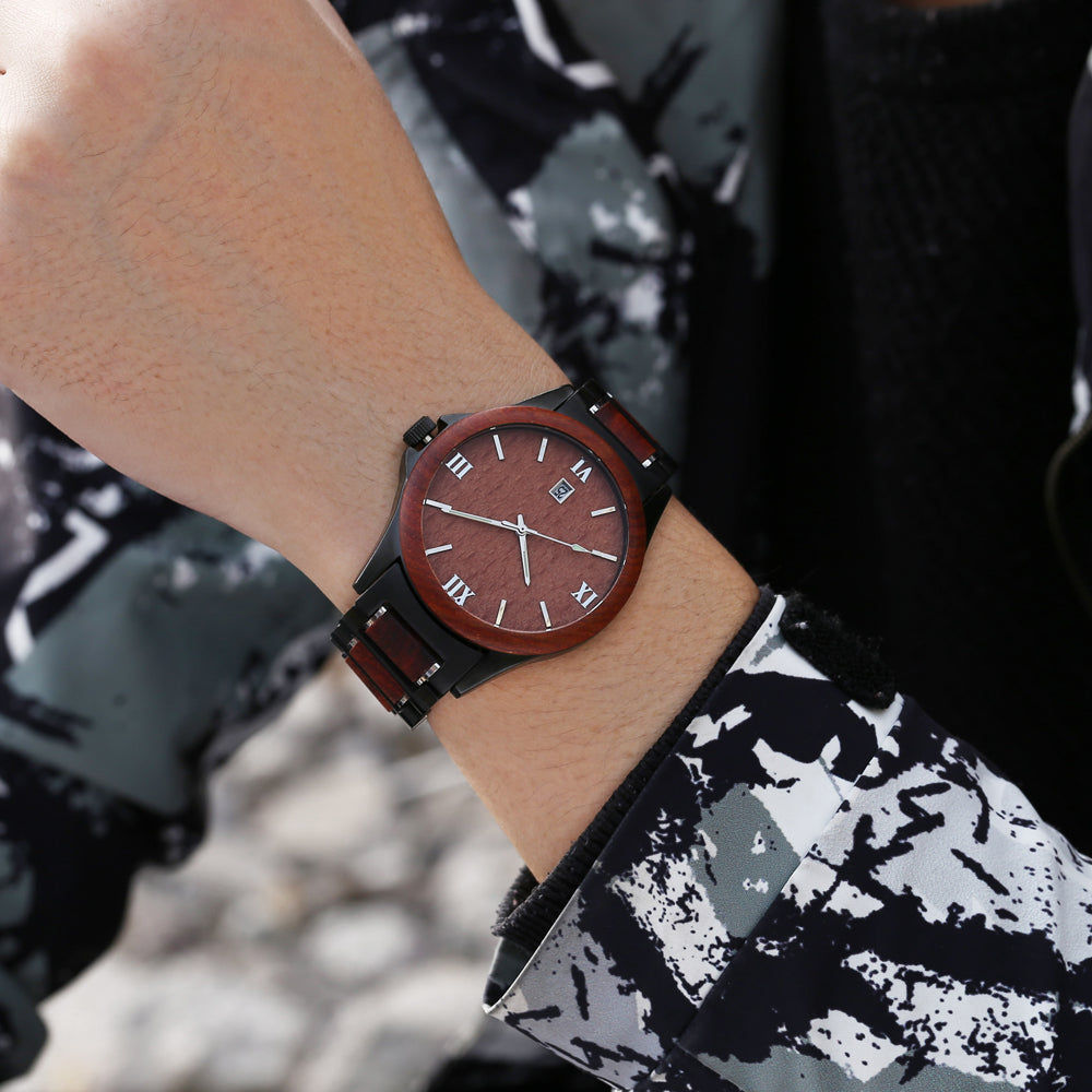 Herren Quarzuhr Sandelholz Schwarz – Bild 18 | LuxeStyle
