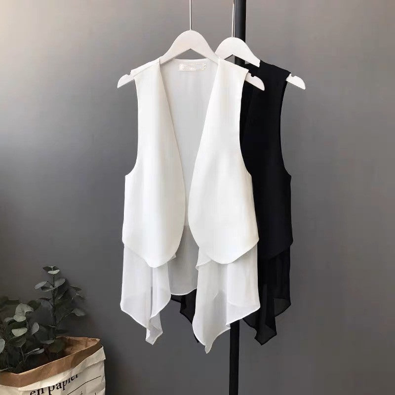 Ärmellose Chiffon-Weste im Korea-Stil