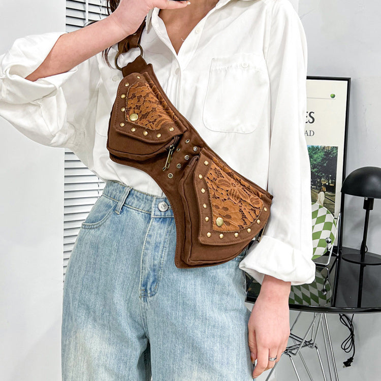 Vintage Hüfttasche Damen, strapslos aus Baumwolle