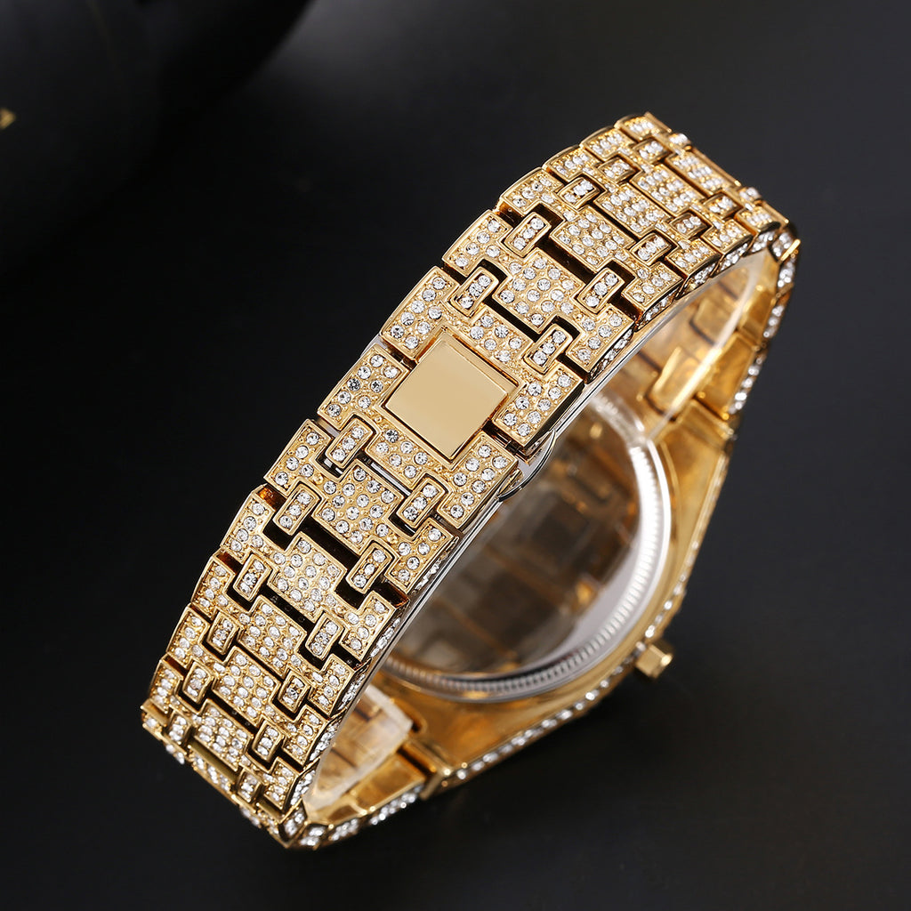 Hip-Hop Quarzuhr mit Strass-Besatz für Herren – Bild 5 | LuxeStyle