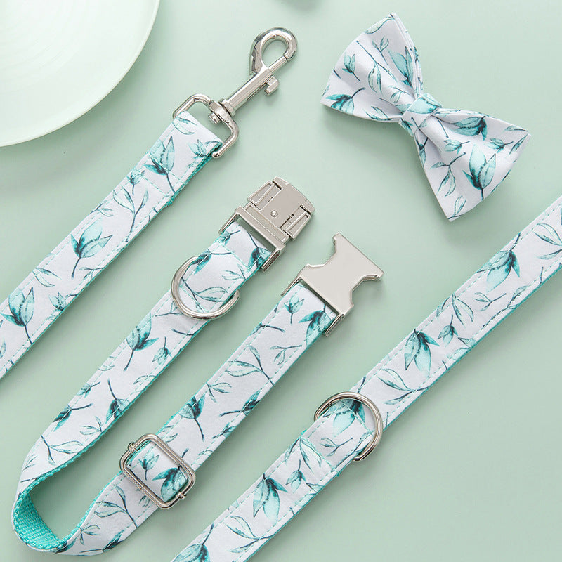 Hundehalsband- und Leinen-Set mit tropischen Blättern | LuxeStyle