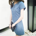 Figurbetonendes Denim-Midikleid mit kurzen Ärmeln – Bild 8 | LuxeStyle