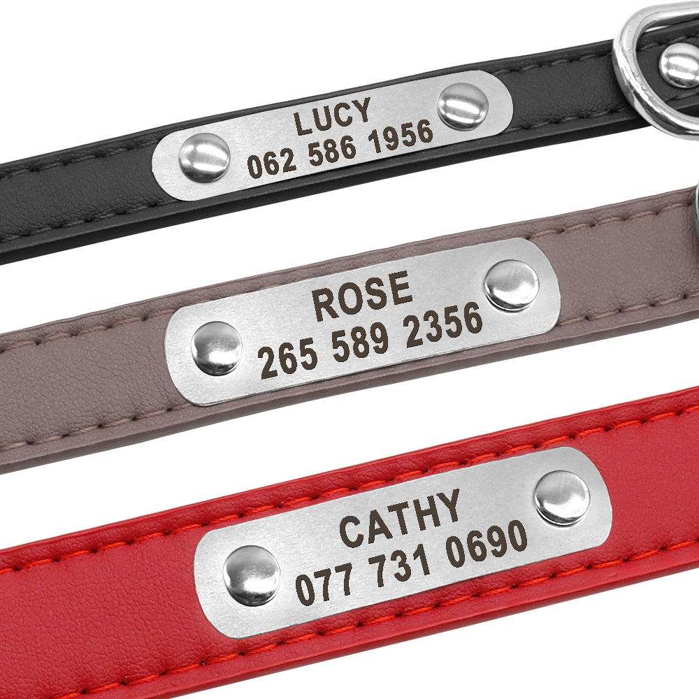 Personalisierbares PU-Lederhalsband für Haustiere