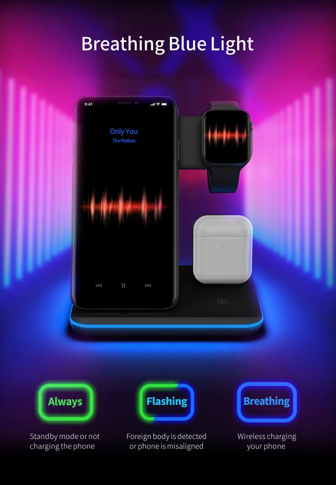 3-in-1 Wireless Ladestation für Apple & Android