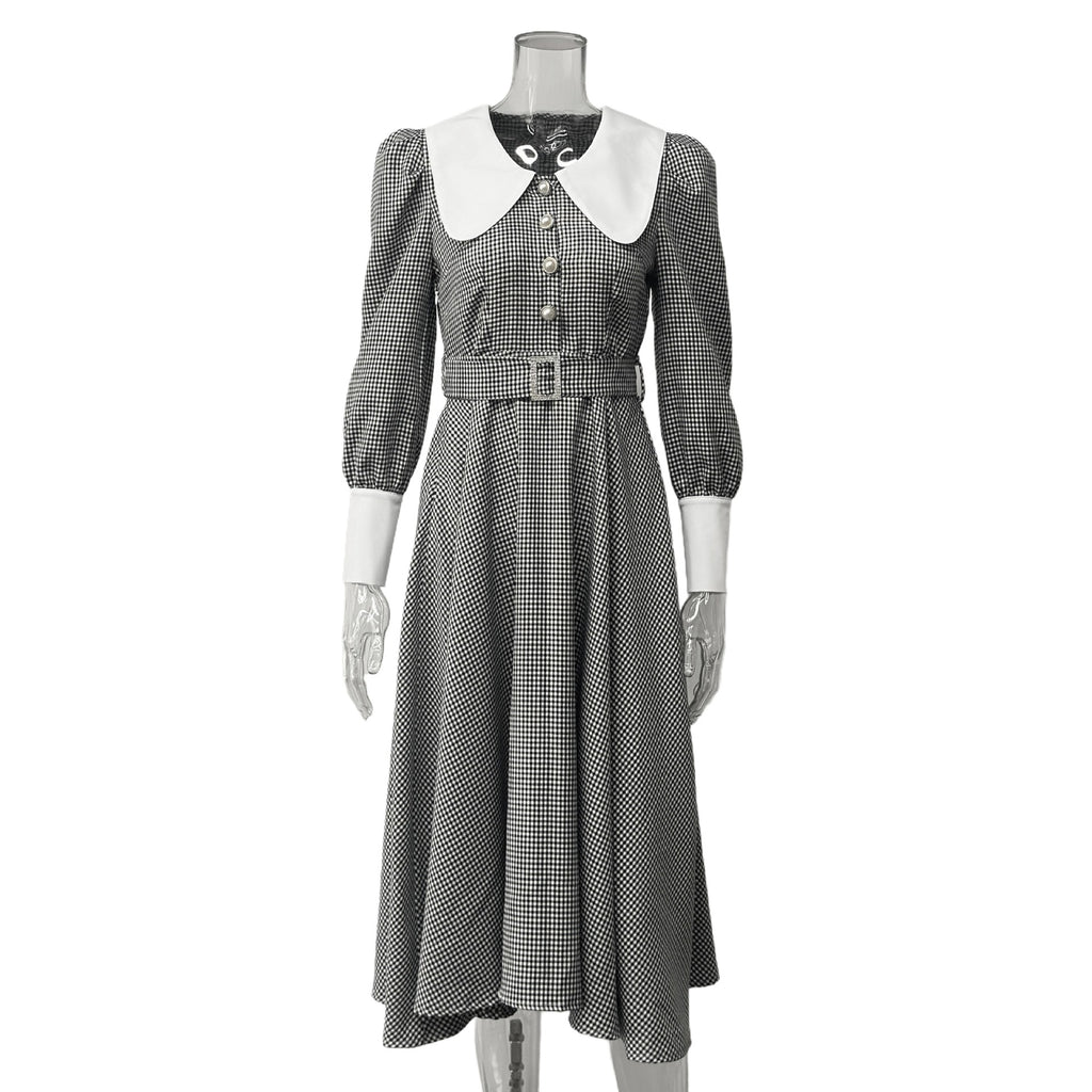 Retro-Kleid mit Reverskragen und Karomuster – Bild 7 | LuxeStyle