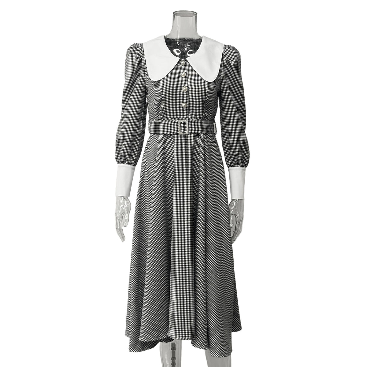 Retro-Kleid mit Reverskragen und Karomuster – Bild 7 | LuxeStyle