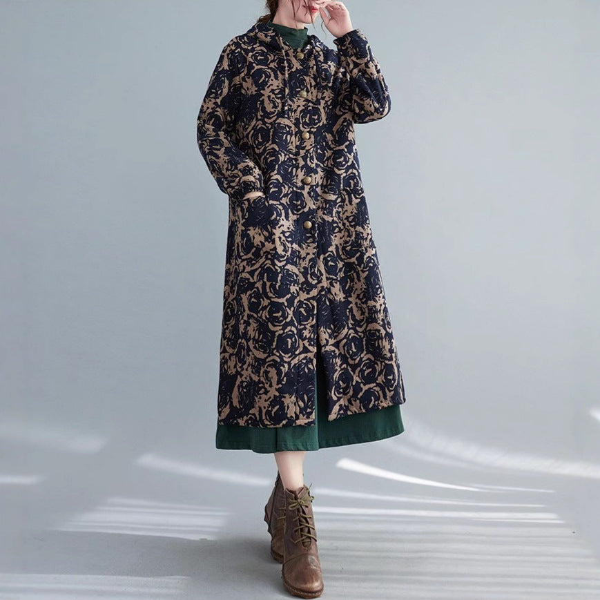 Retro Wintermantel mit Fleece-Futter