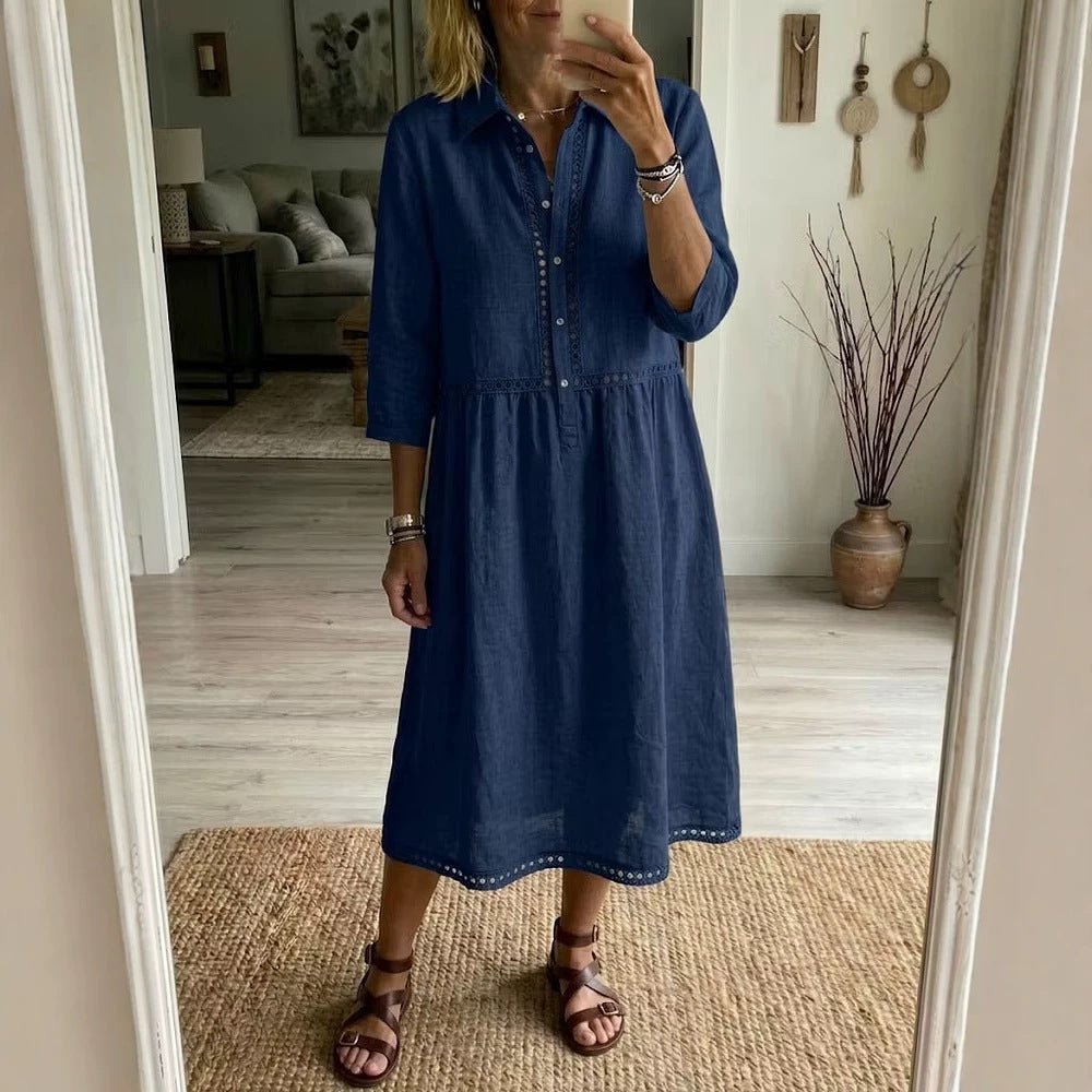 Elegant & Casual Dreiviertelarm Damenhemddress