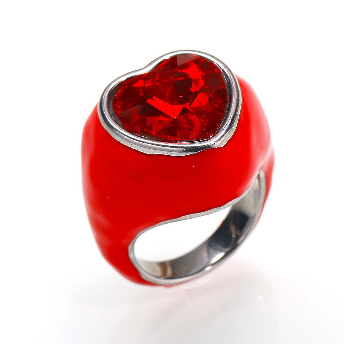 Titanstahl-Ring mit Emaille und grossem Edelstein – Bild 14 | LuxeStyle
