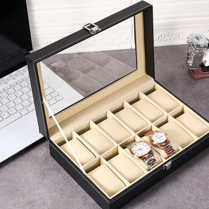 Leinwand-Box für Uhren – 12‑Bit Luxus‑Version mit Schloss – Bild 8 | LuxeStyle