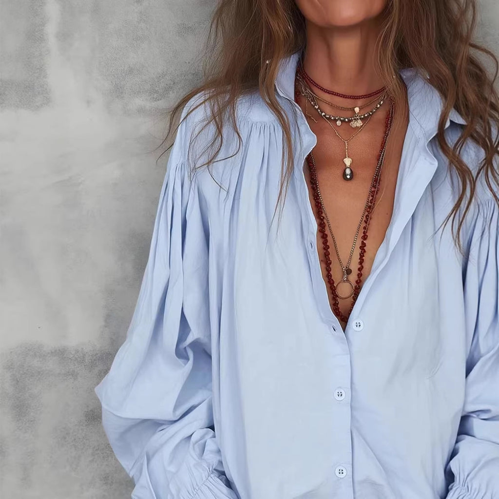 Strukturierte Bluse mit Rüschenmanschetten