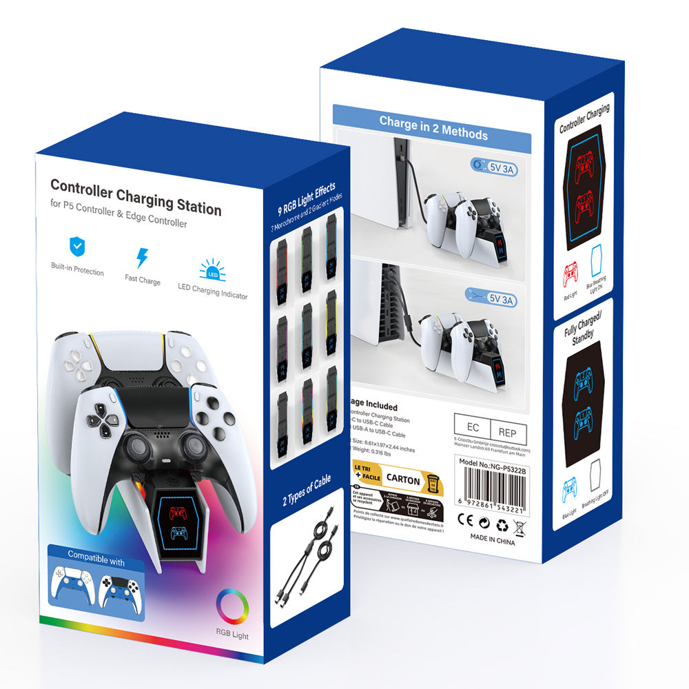 PS5 Wireless Controller Ladestation mit RGB-Licht