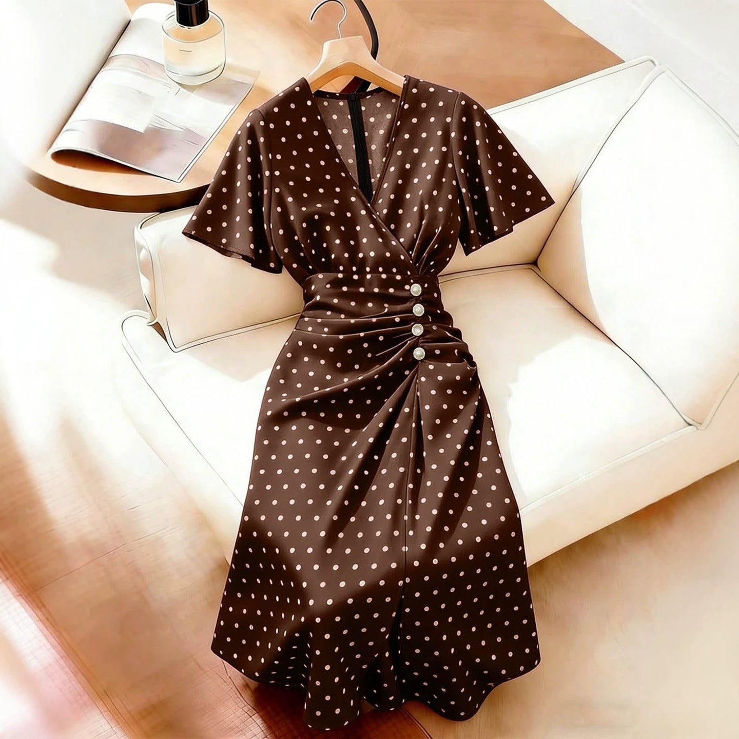 Gepunktetes Plus-Size Kleid im Loose Fit