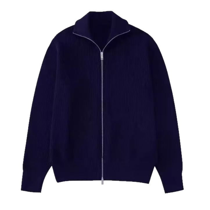 Herren Strickjacke mit Stehkragen und Reissverschluss