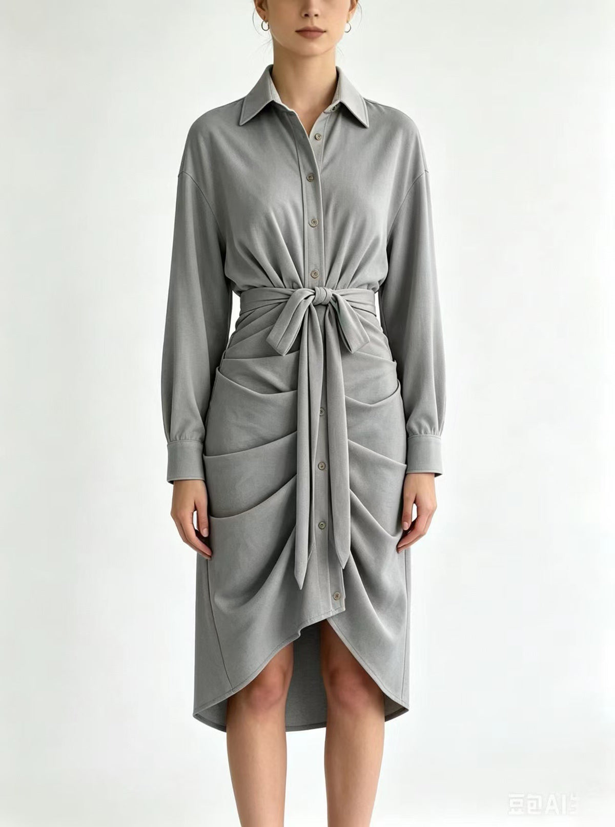 Midilänge Kleid mit Reverskragen – Bild 5 | LuxeStyle