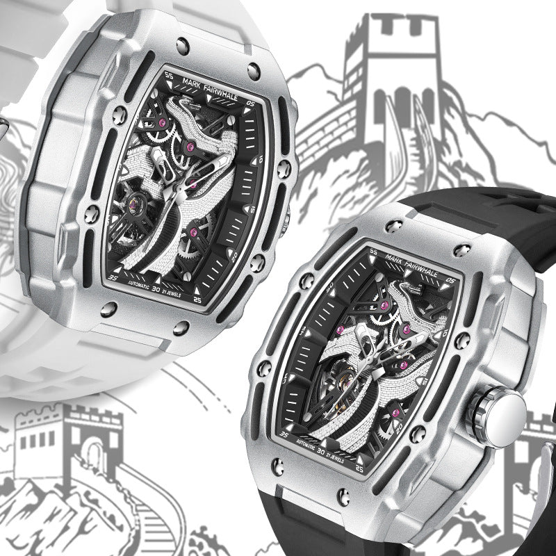 Automatische Skelett-Herrenuhr mit Leuchtzeigern – Ansicht 2