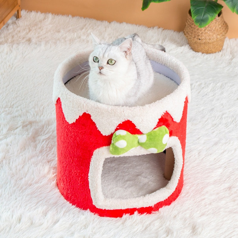 Doppellagiges Katzenbett mit Kletterrahmen