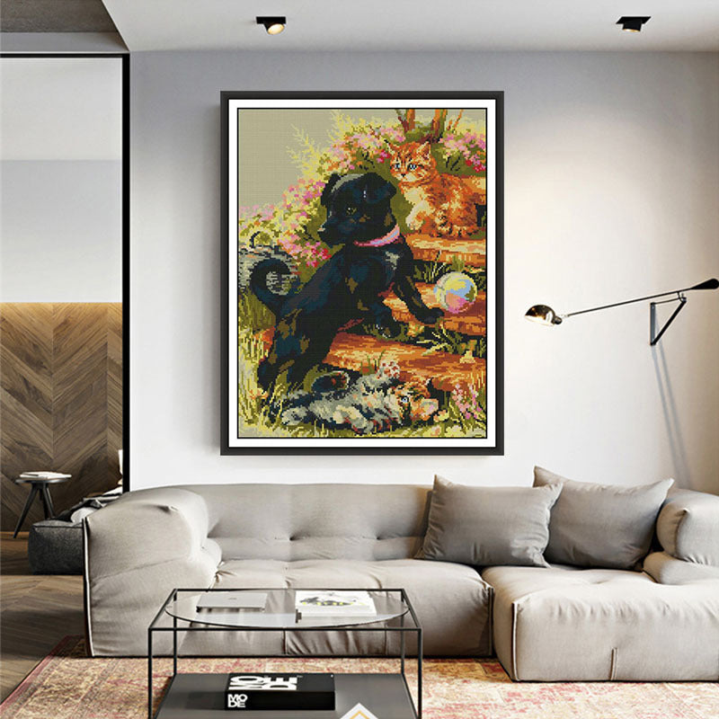 Stickbild "Kleiner schwarzer Hund"