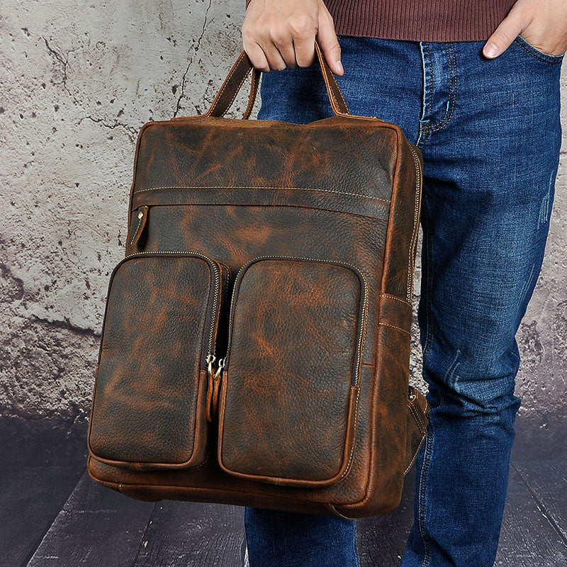 Lederrucksack für Jugendliche, Top-Leder, mittlere Grösse | LuxeStyle