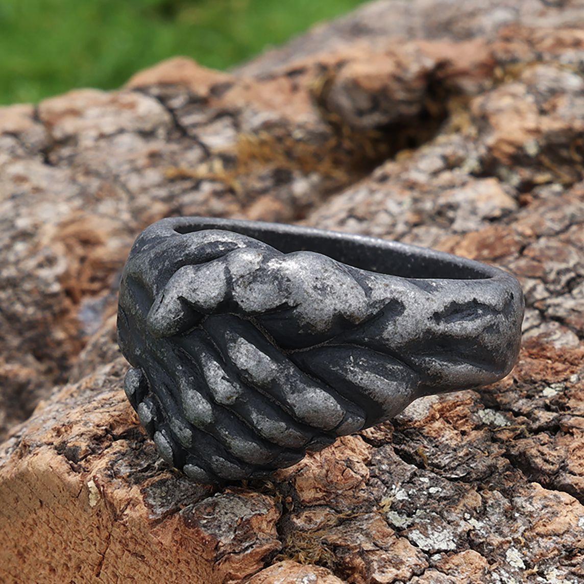 Retro-Ring aus Titanstahl mit Antik-Finish