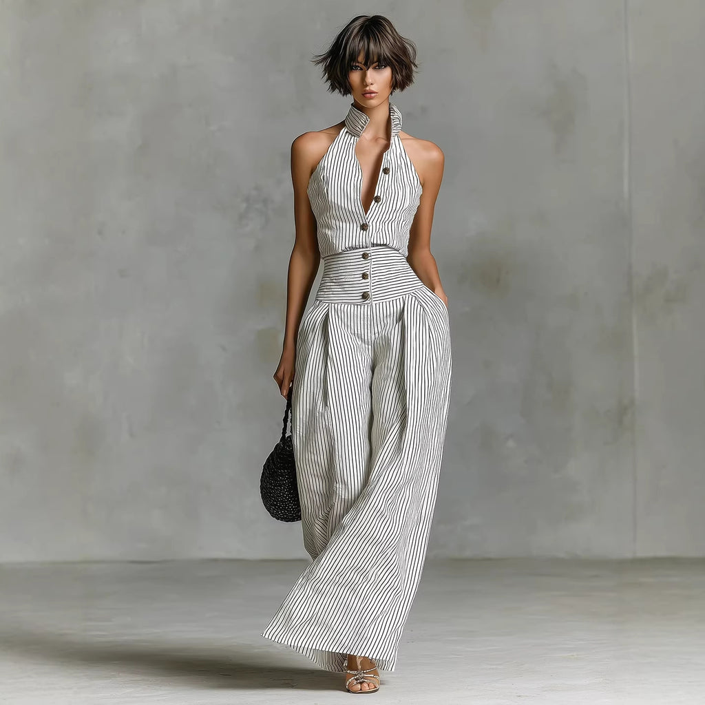 Eleganter ärmelloser Jumpsuit mit weitem Bein