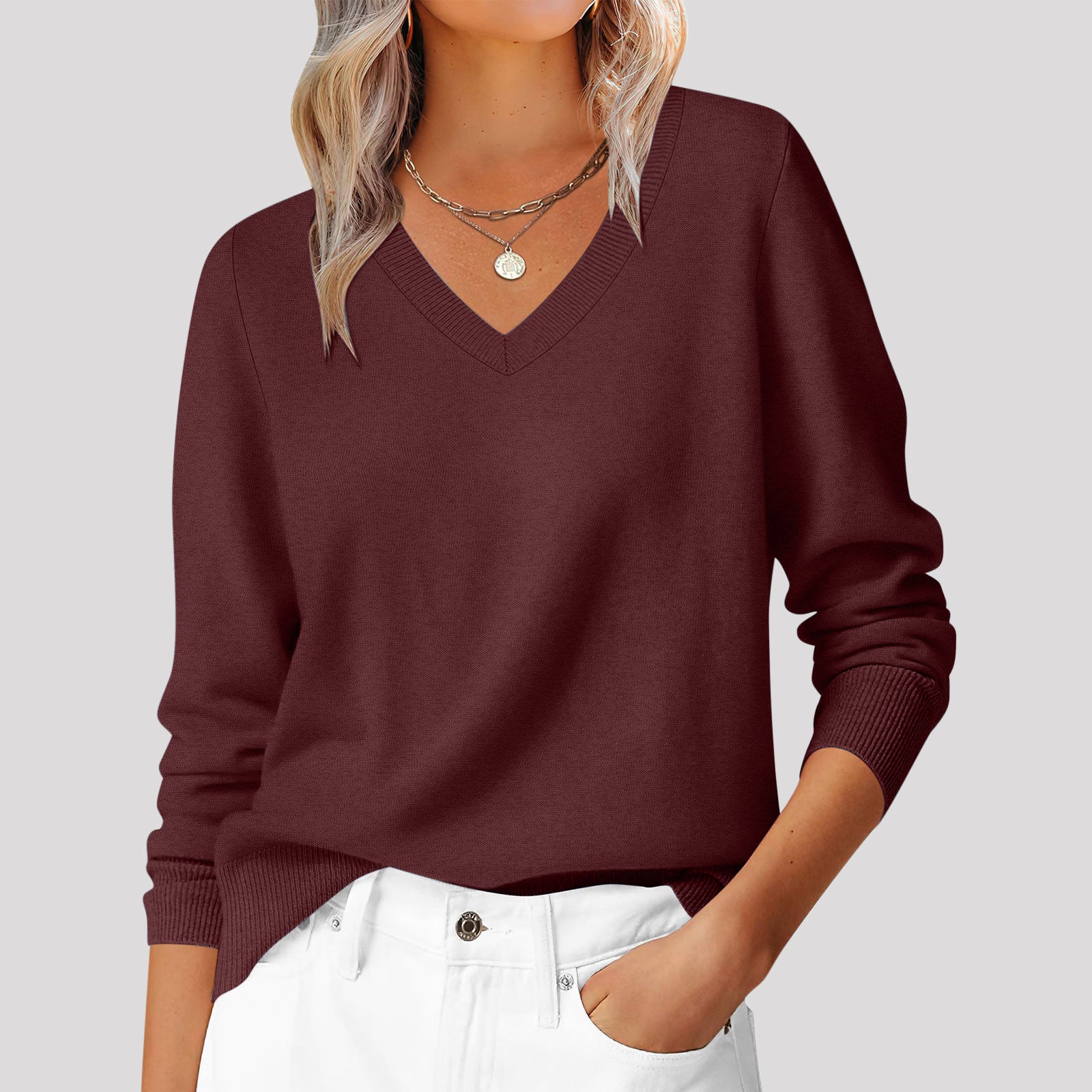 Vielseitiger V-Pullover für Herbst & Winter