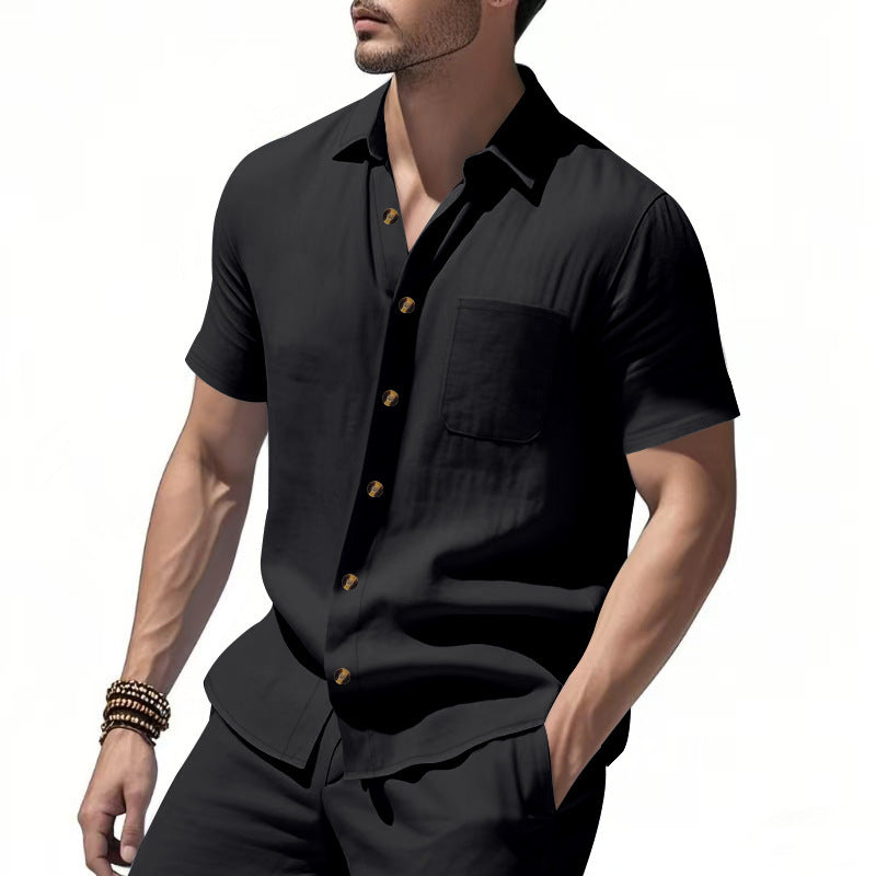 Herren Kurzarmhemd – Einfarbig, Slim Fit