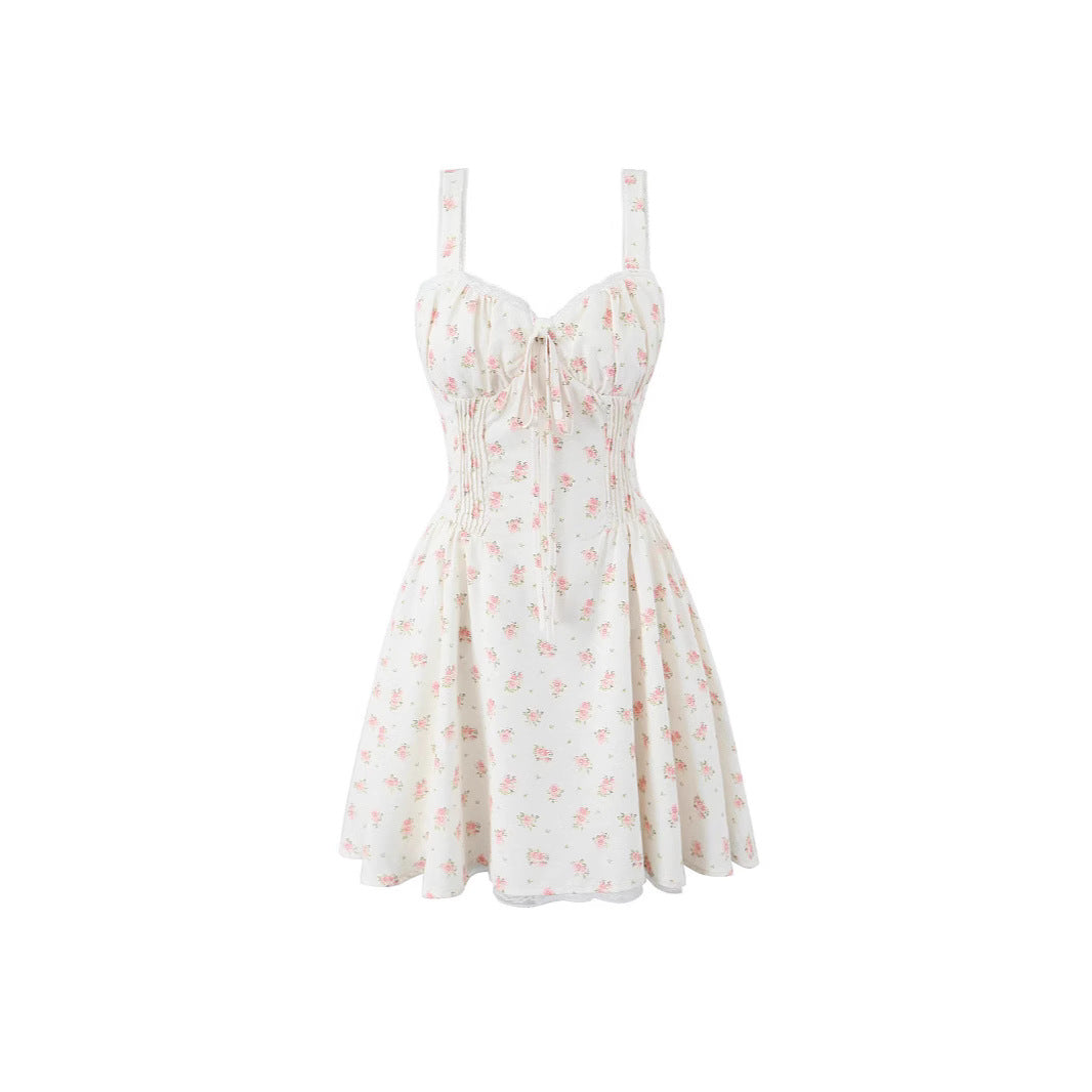 Geblümtes Plisseekleid mit Spitzenbesatz – Bild 4 | LuxeStyle