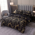 Marmor-Bettwäsche-Set mit Goldfolien-Muster