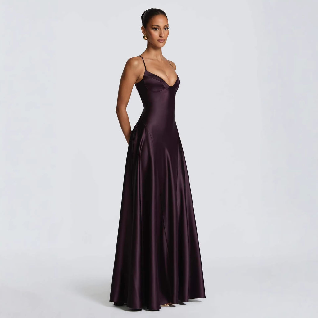 Elegantes Satin Neckholder Maxi-Abendkleid – Bild 10 | LuxeStyle