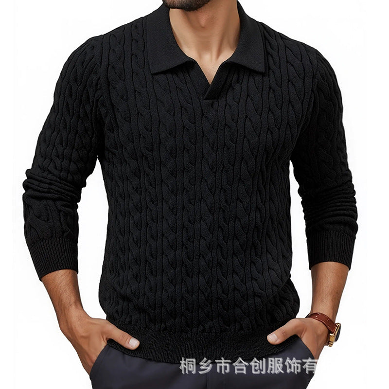 Herren Strickpullover mit Zopfmuster