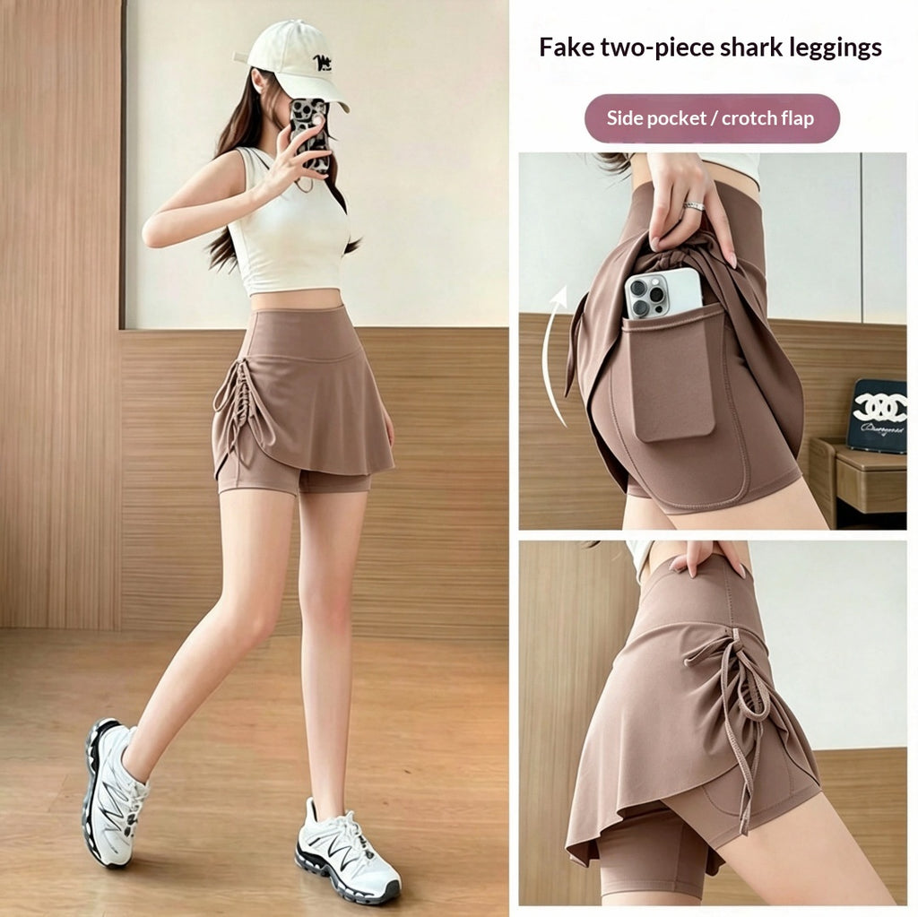 High-Waist Yoga Shorts im Zweiteiler-Look
