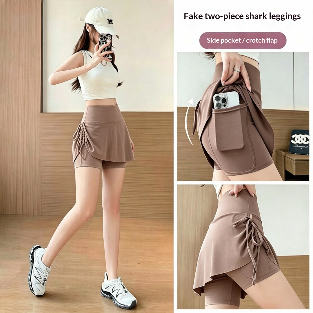High-Waist Yoga Shorts im Zweiteiler-Look