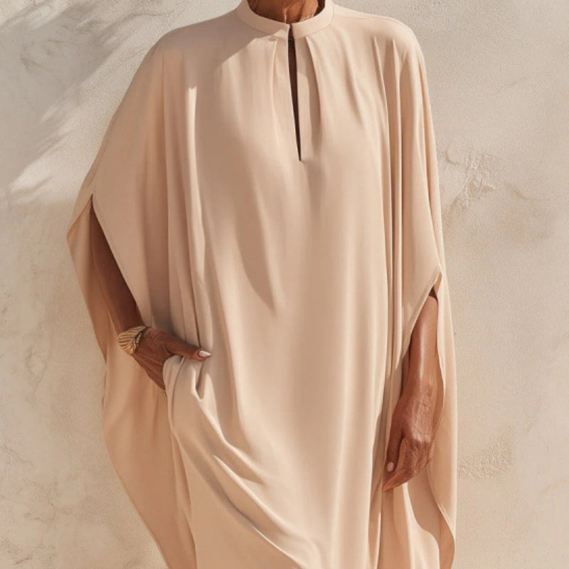 Midi-Freizeitkleid mit Mandarin-Kragen
