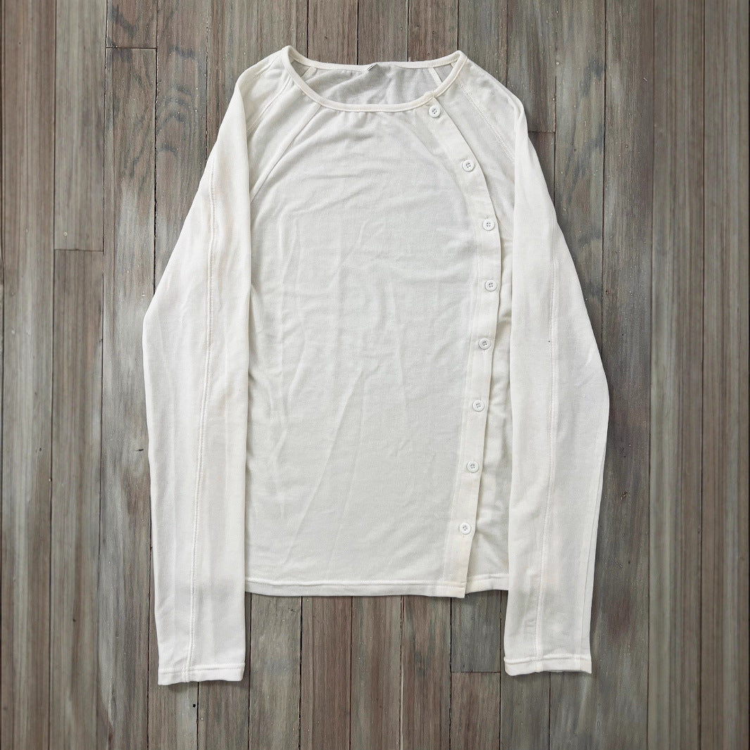 Langarm-Shirt mit Rundhals und Knöpfen