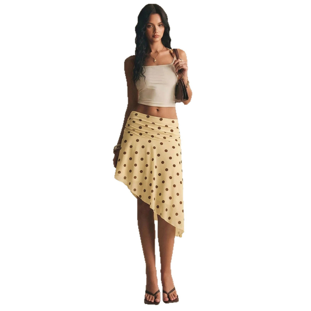 High-waist Plissee-Mesh-Rock mit Polka Dots