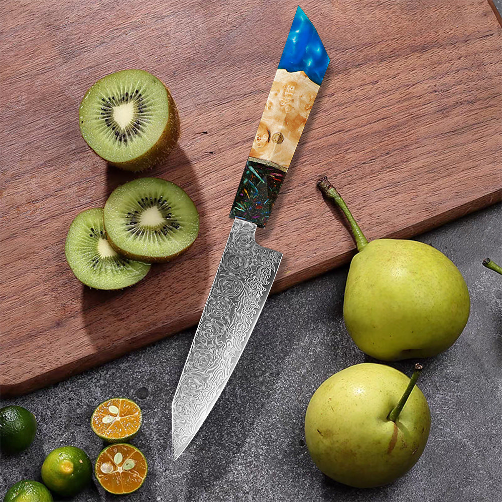 Damast Stahl Kochmesser mit Edelholzgriff